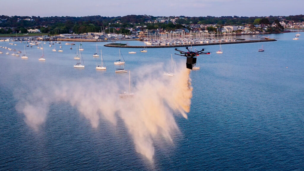 Scattering ashes by drone aerial ashes at Poole