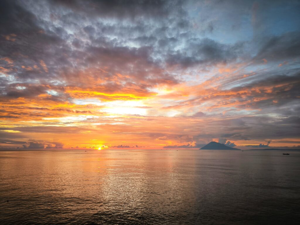 The athmosphere of sunset at Manado city, North Sulawesi